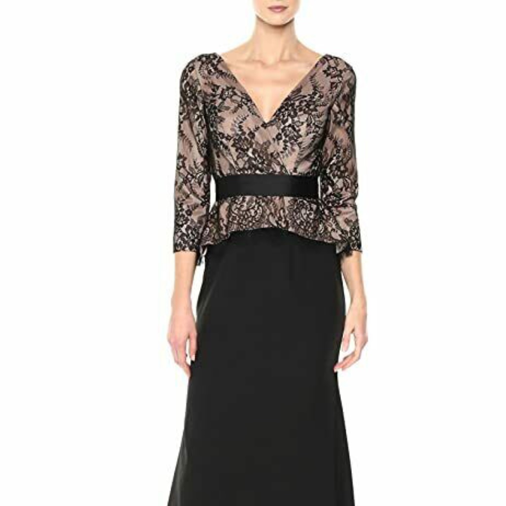 Js Collections Lace & Crepe Peplum Gown 2